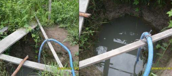 Poço de onde o grupo tirava água para beber sem nenhum tipo de filtragem ou tratamento