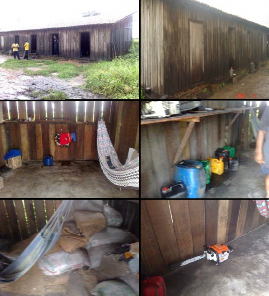 No alojamento de madeira era comum a presença de bichos e insetos. Trabalhadores armavam as redes e dormiam junto de motosserras, combustível e ferramentas