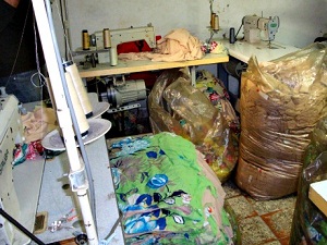 Oficina em que boliviano vítima de tráfico de pessoas trabalhava em São Paulo. Foto: SRTE/SP