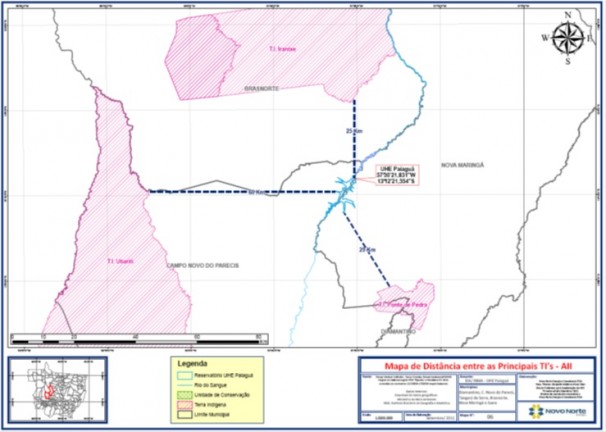 Terras indígenas próximas da barragem. Clique na imagem para ampliar