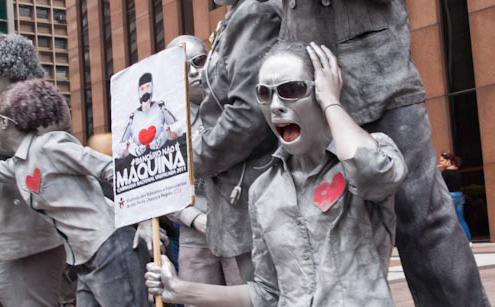Trabalhadores bancários protestam em São Paulo (Foto: Zé Carlos Barretta/ Flickr)