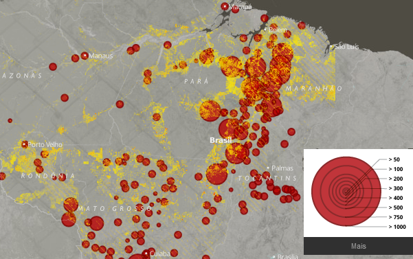 Mapa de resgates reforça relação entre trabalho escravo e desmatamento na Amazônia