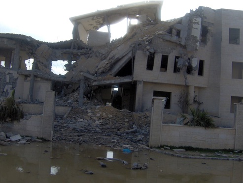 O prédio do Comitê Olímpico e Paraolímpico Palestino após bombardeio de Israel a Gaza em 2009. Foto: Divulgação/ Associação Palestina de Futebol