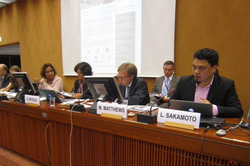 Coordenador da Repórter Brasil discursa nas Nações Unidas. Foto: ONU/Divulgação