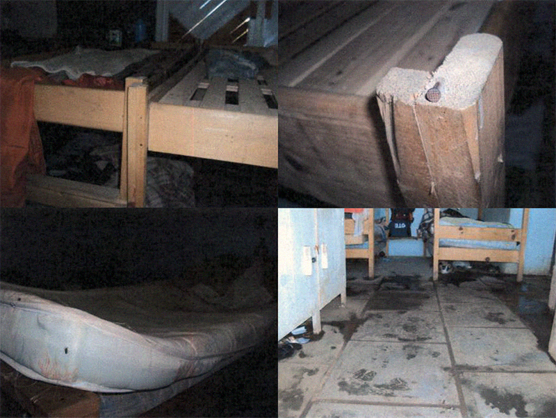 Colchões não tinham cobertores e pregos estavam aparentes. Foto: SRTE/SC